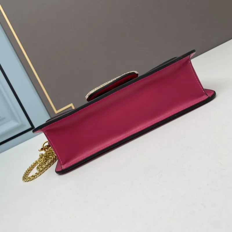 Valentino Fuchsia Leather Chain Satchel Bag 543 - Image 4