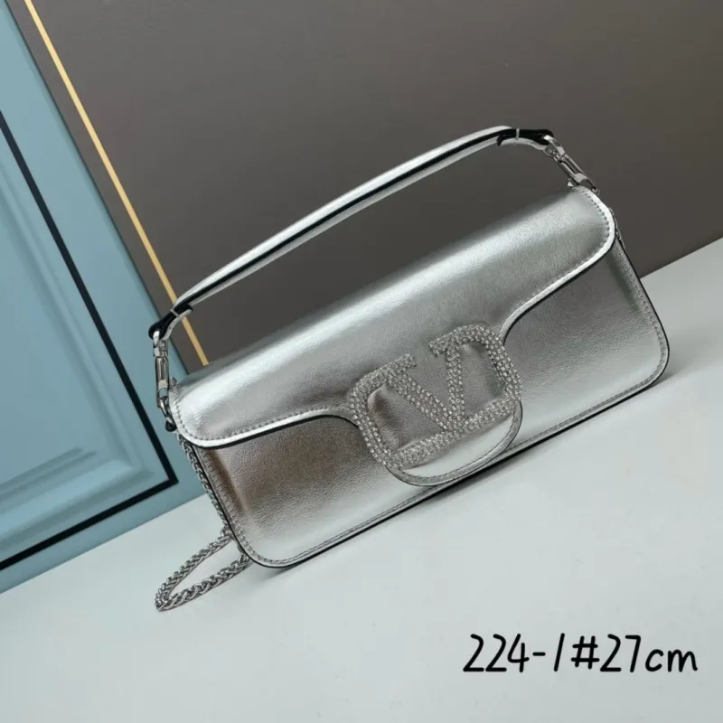 Valentino Silver Satchel Bag 224-1 27cm