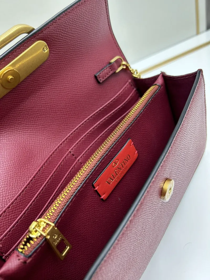 Valentino Burgundy Chain Crossbody Bag 0131 - Image 8