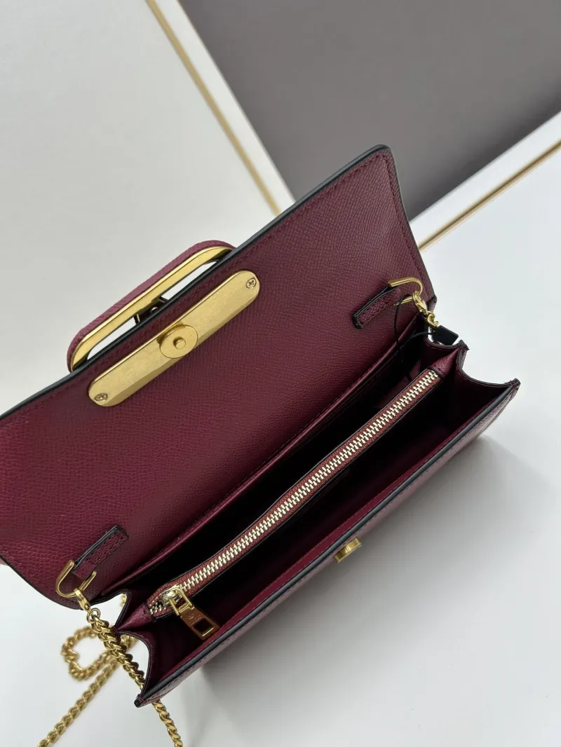 Valentino Burgundy Chain Crossbody Bag 0131 - Image 7