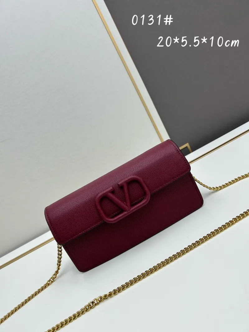 Alternative view of Valentino 0131 Black Leather Chain Crossbody Satchel Bag