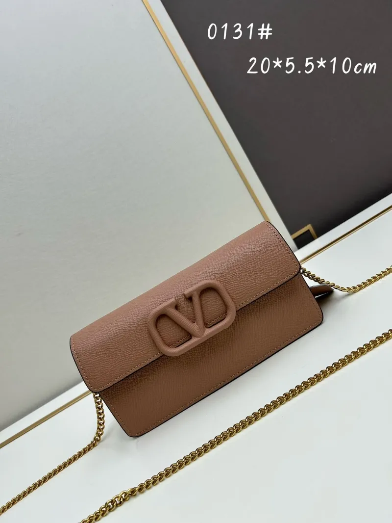 Valentino 0131 Black Leather Chain Crossbody Satchel Bag - Image 3