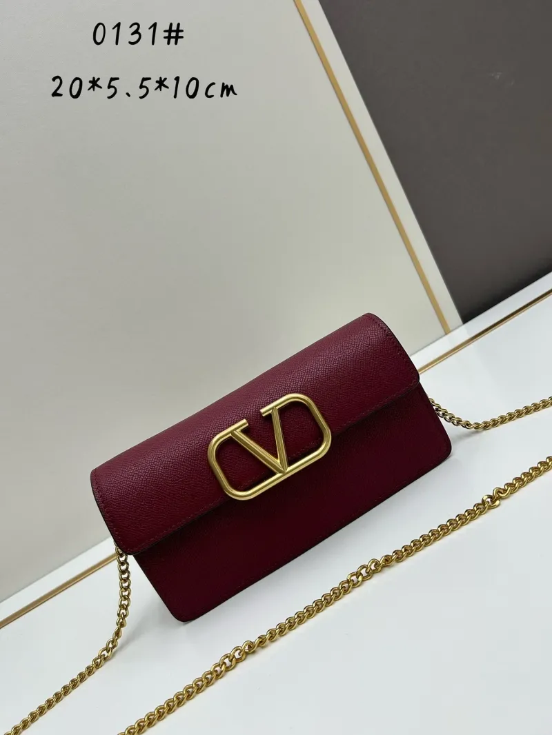 Valentino 0131 Black Leather Chain Crossbody Satchel Bag - Image 5