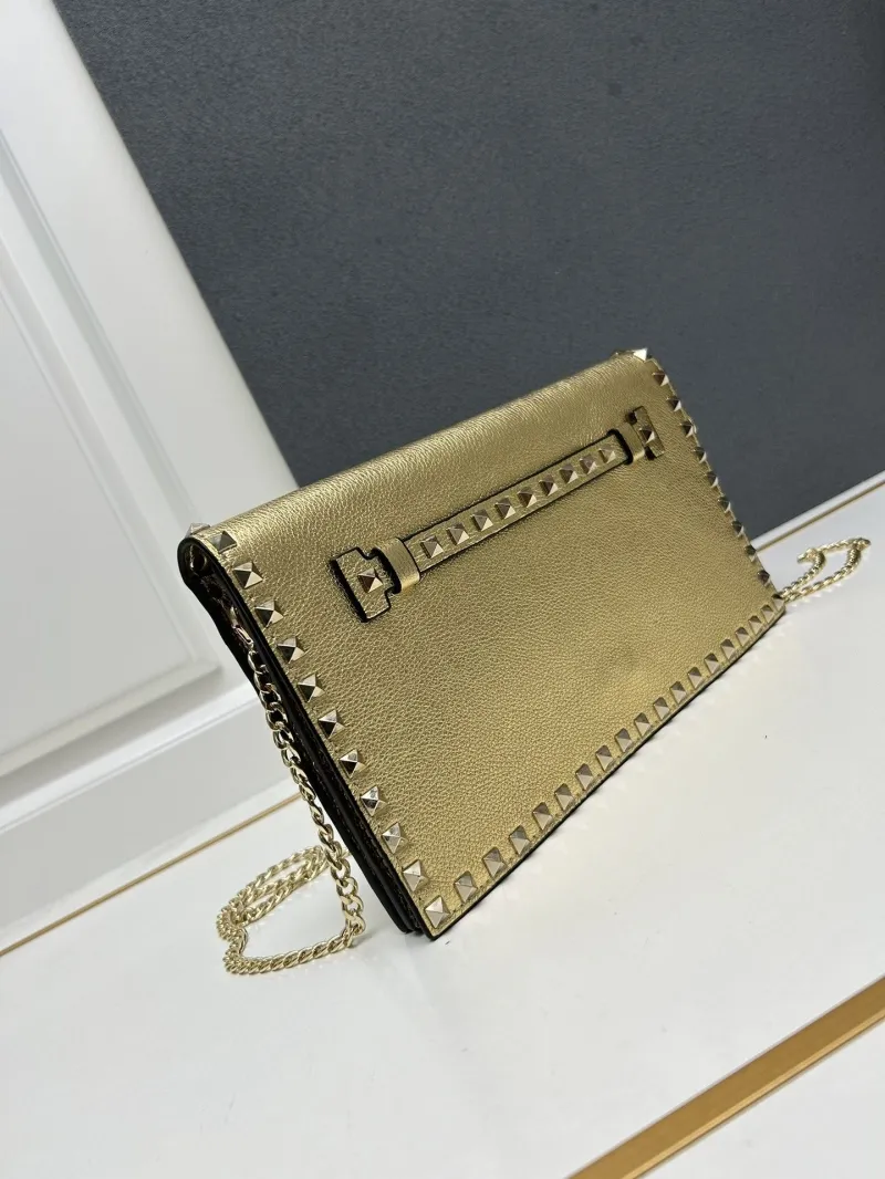 Valentino Gold Crossbody Satchel Bag 5028 - Image 3