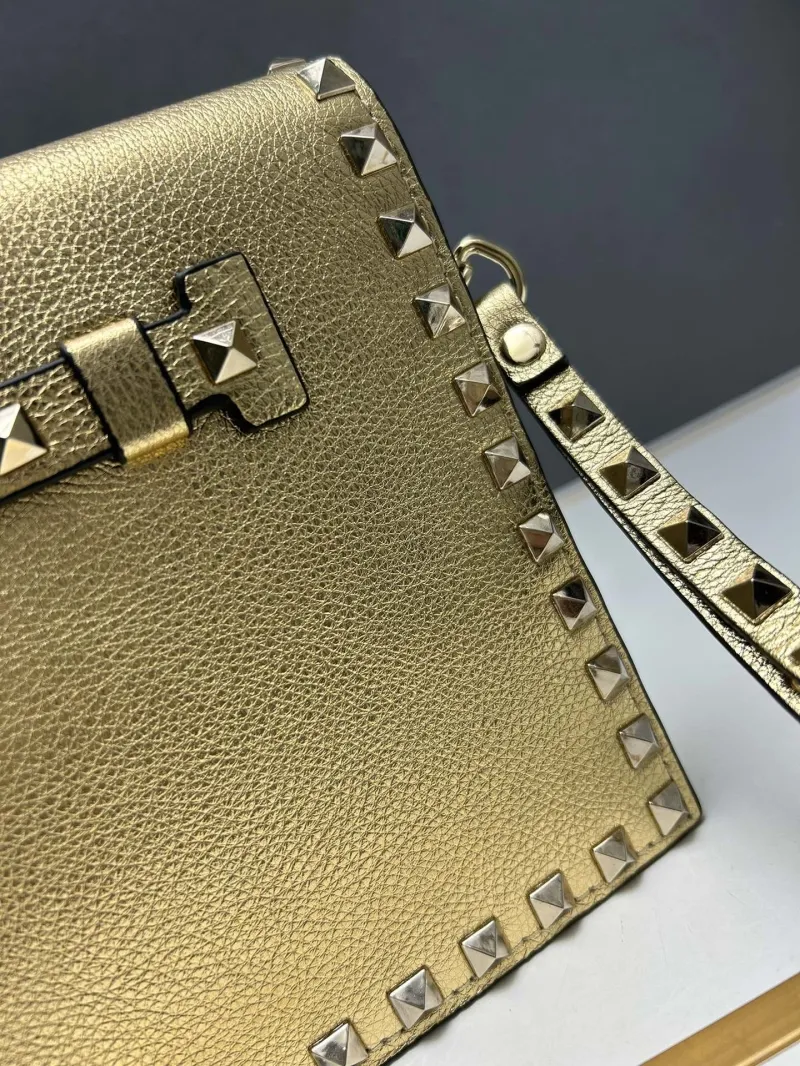 Valentino Gold Crossbody Satchel Bag 5028 - Image 5