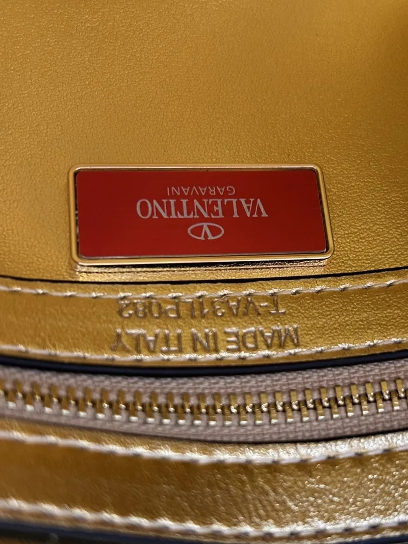 Valentino Gold Crossbody Satchel Bag 5028 - Image 9