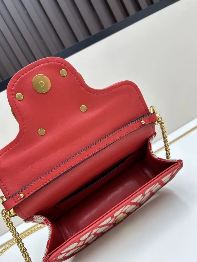 Valentino Red Beige Chain Crossbody Bag 5102 - Image 6