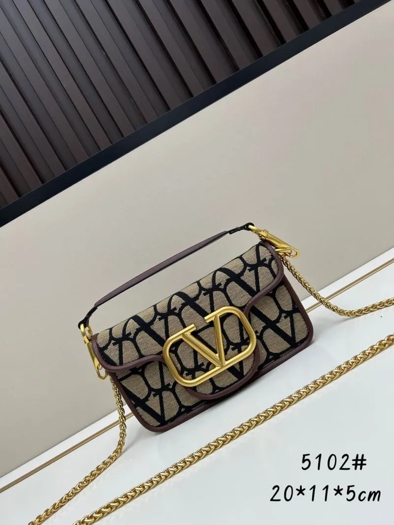 Valentino 5102 Beige Black Crossbody Satchel Bag