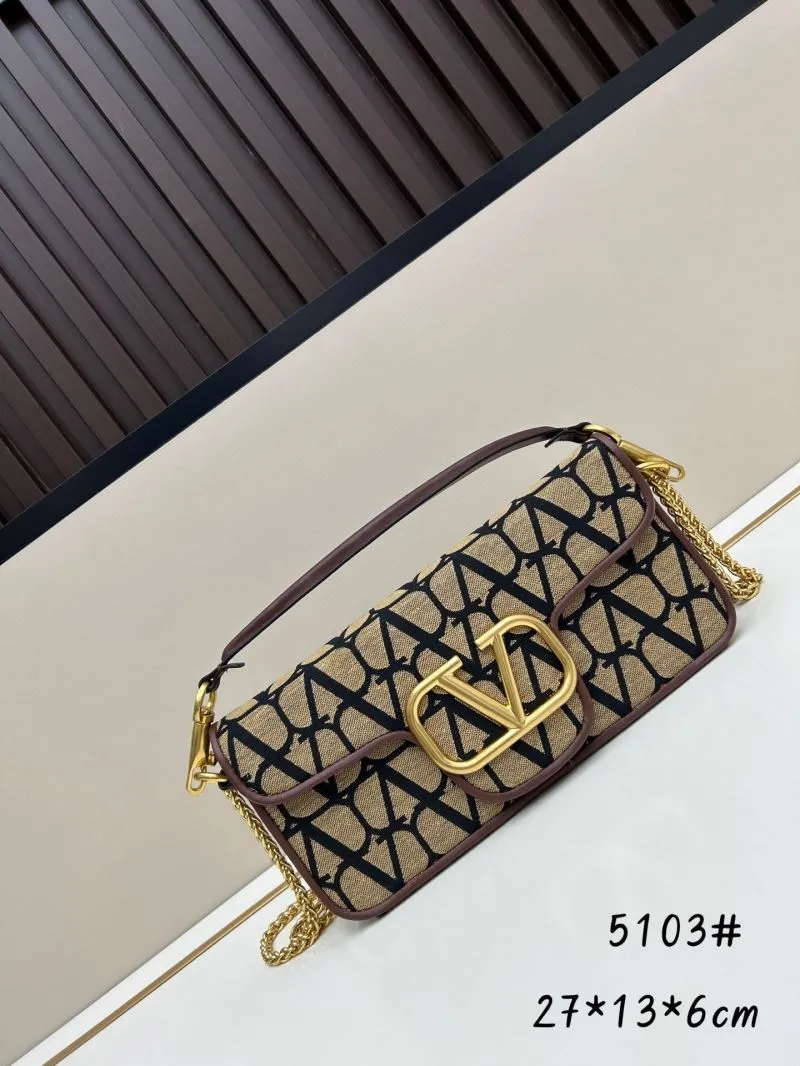 Valentino 5103 Beige Black Monogram Shoulder Bag