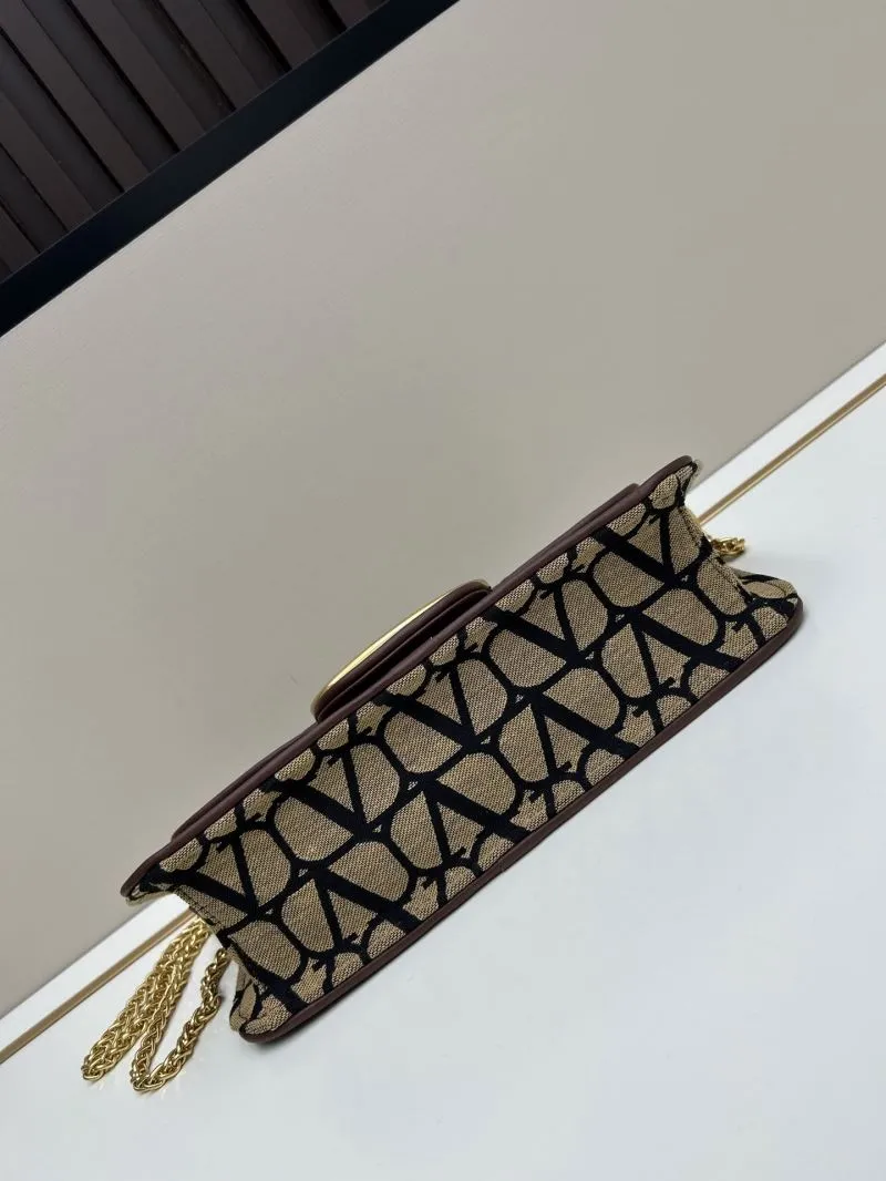 Valentino 5103 Beige Black Monogram Shoulder Bag - Image 5