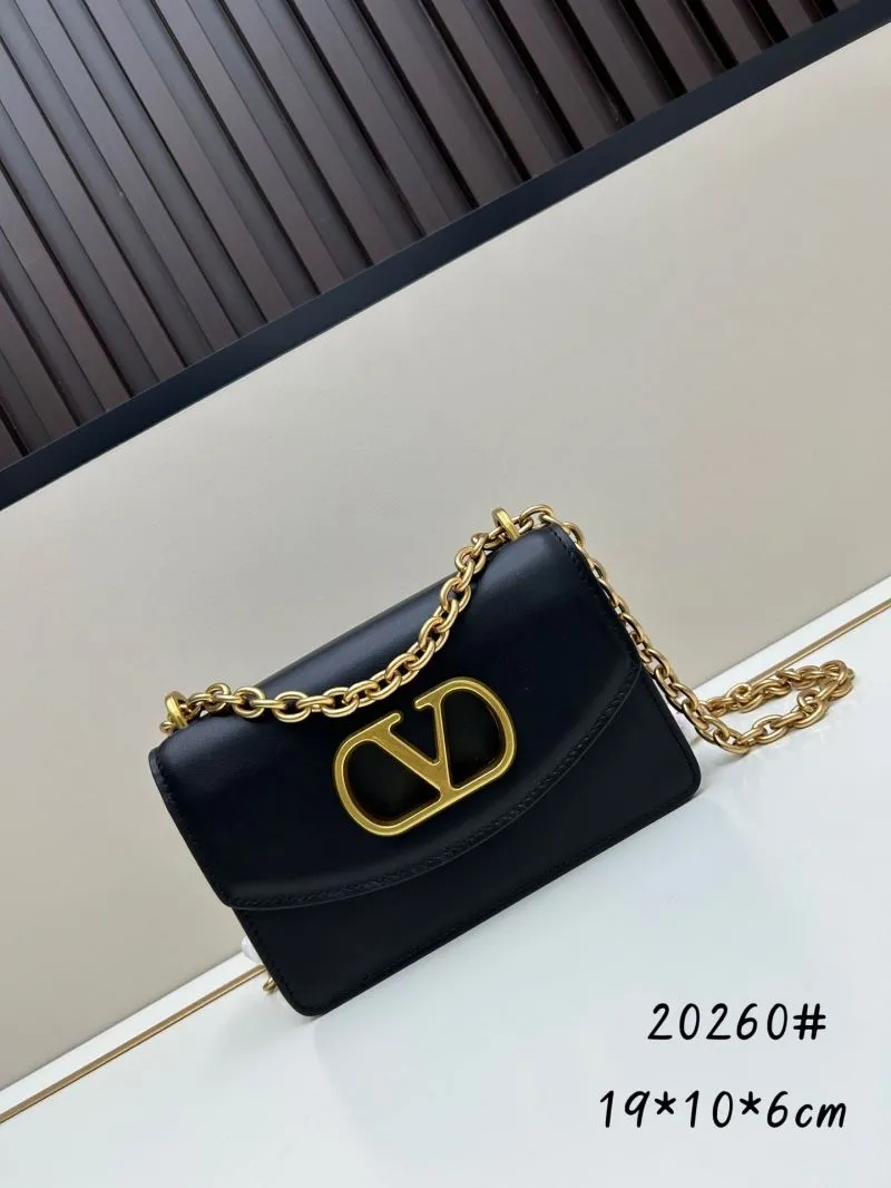 Valentino Black Leather Chain Crossbody Satchel Bag 20260