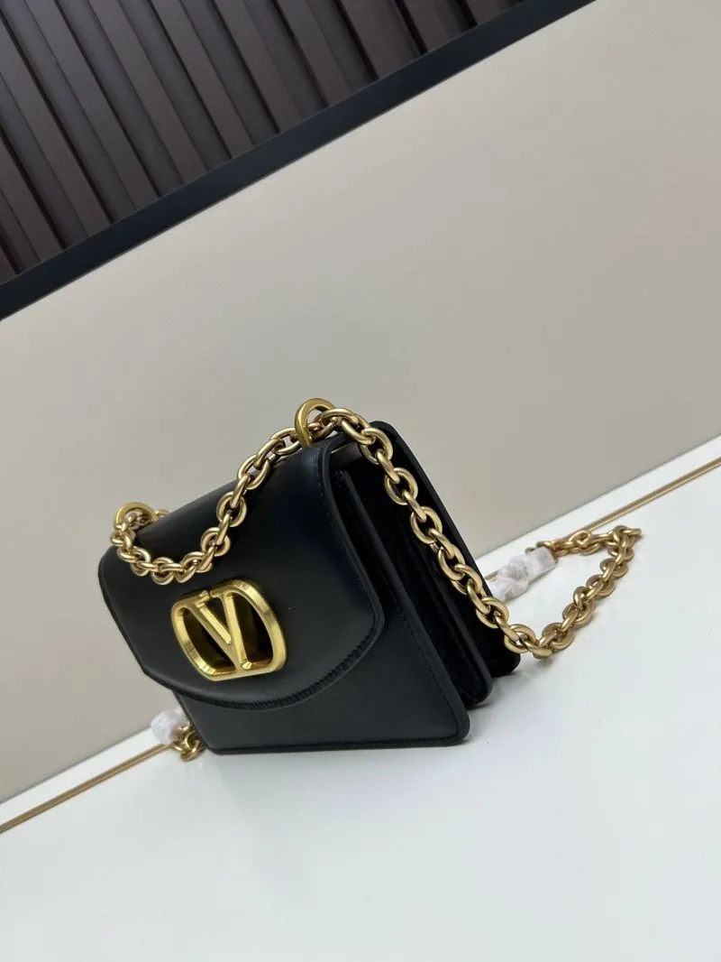 Alternative view of Valentino Black Leather Chain Crossbody Satchel Bag 20260