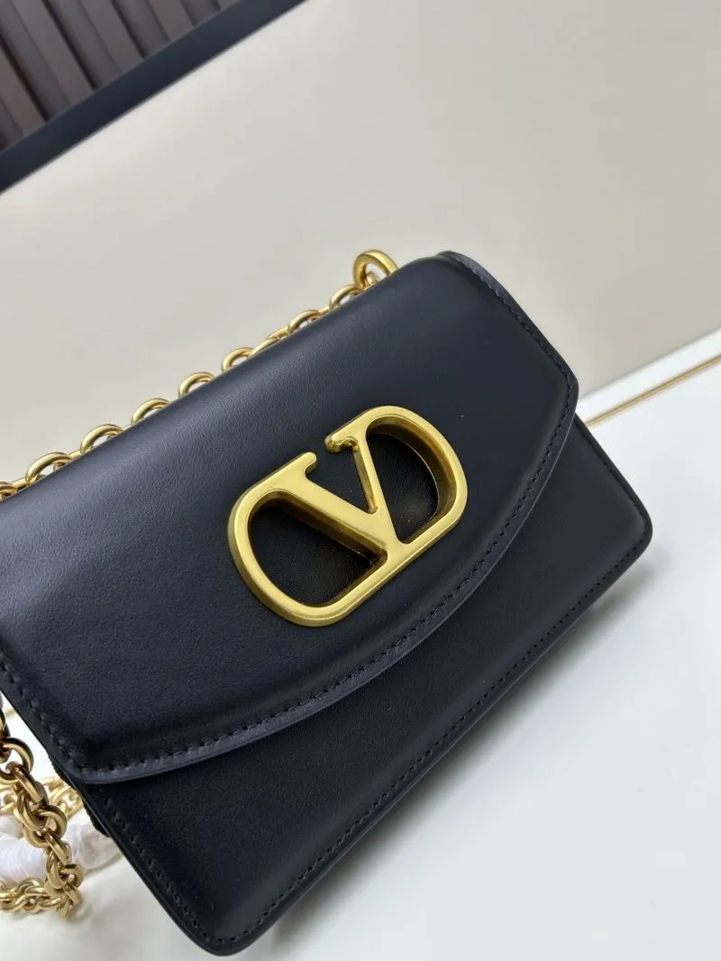 Valentino Black Leather Chain Crossbody Satchel Bag 20260 - Image 4