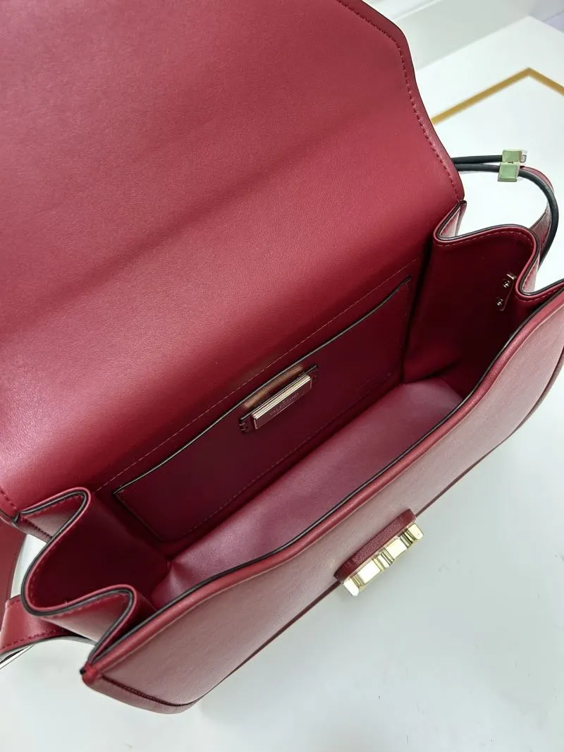 Valentino Maroon Leather Satchel Bag Model 5019 - Image 9