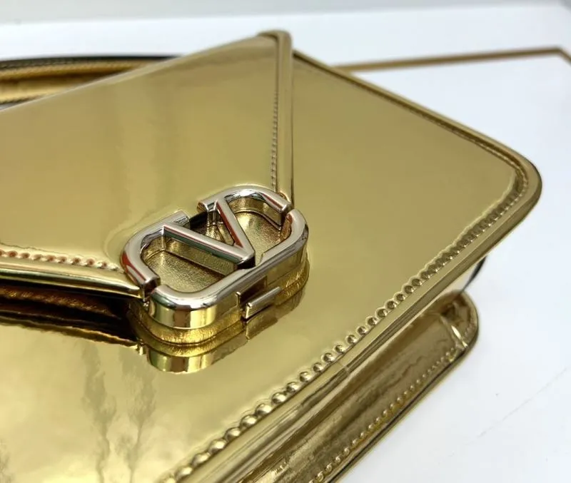Valentino Gold Crossbody Satchel Bag Model 5019 - Image 3