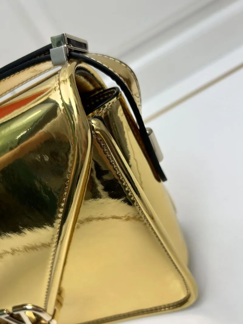 Valentino Gold Crossbody Satchel Bag Model 5019 - Image 4