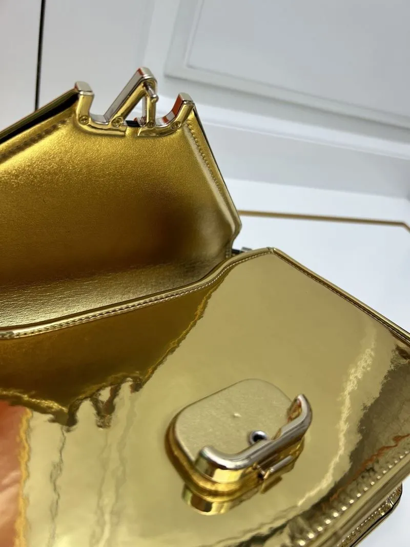 Valentino Gold Crossbody Satchel Bag Model 5019 - Image 7