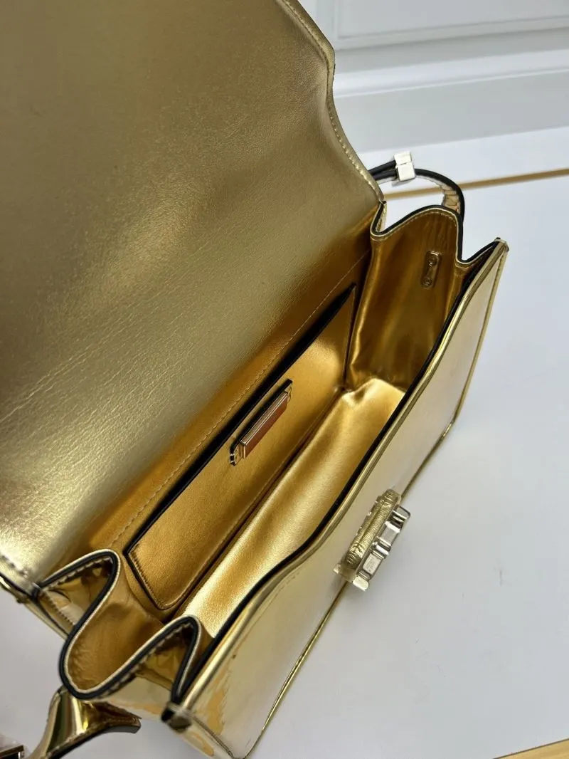 Valentino Gold Crossbody Satchel Bag Model 5019 - Image 9