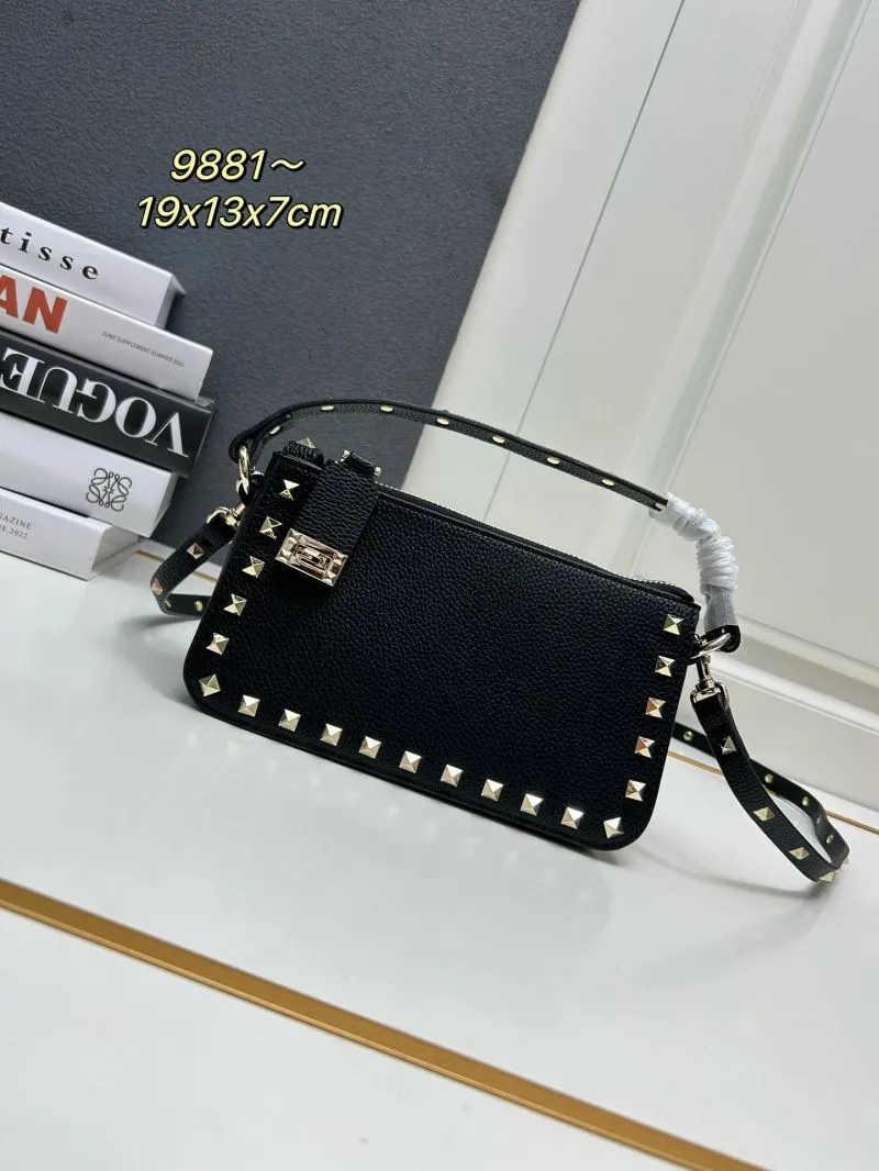 Valentino Black Rockstud Satchel Bag 9881