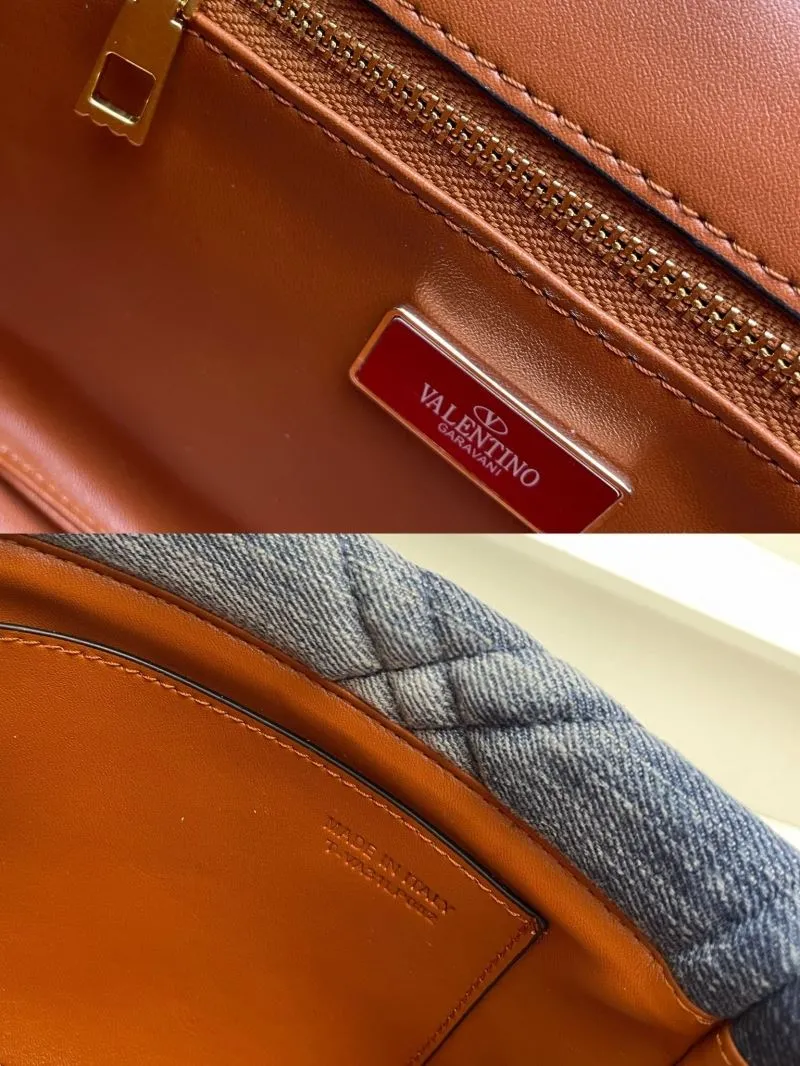 Valentino Blue Denim Studded Satchel Bag - Image 9
