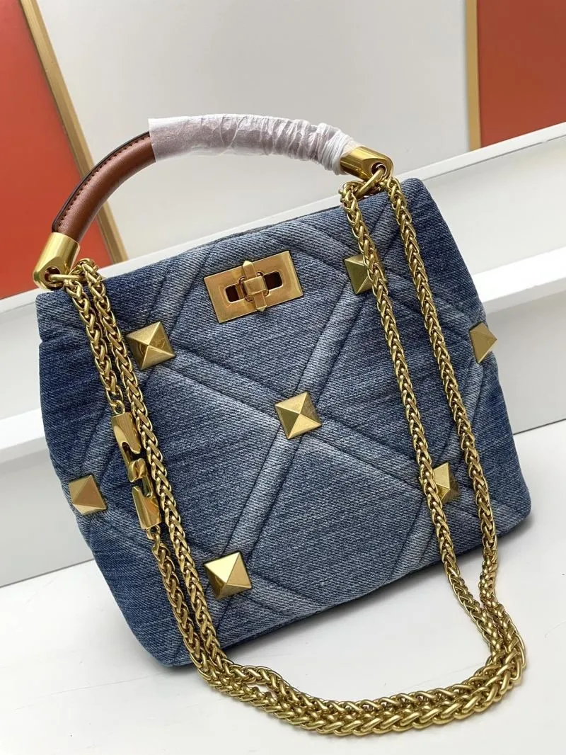 Valentino Denim Blue Satchel Bag Model 9833 Size 21x17x14cm - Image 4