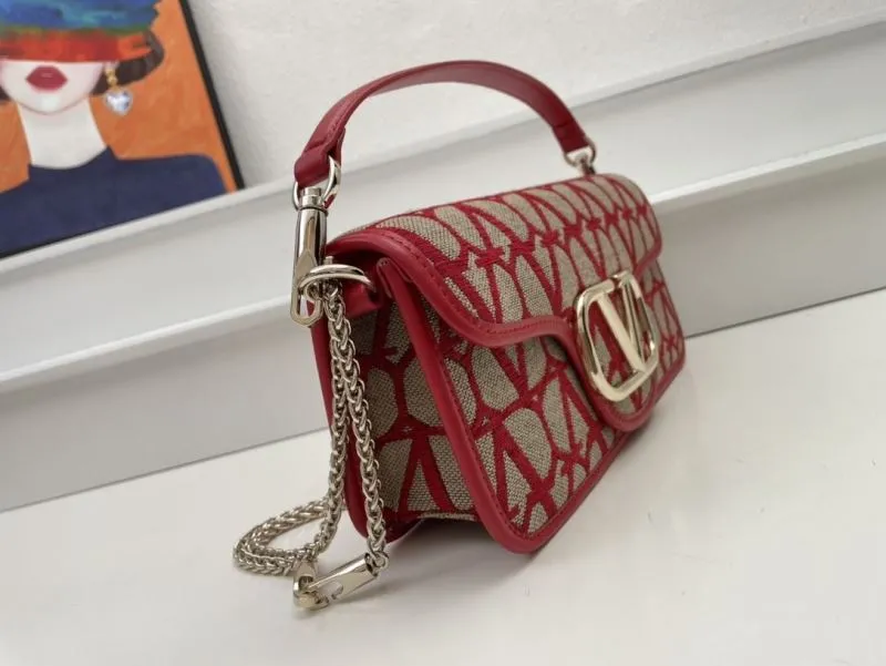 Valentino 1008 Red Beige Chain Satchel Bag - Image 3