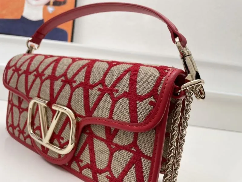 Valentino 1008 Red Beige Chain Satchel Bag - Image 6