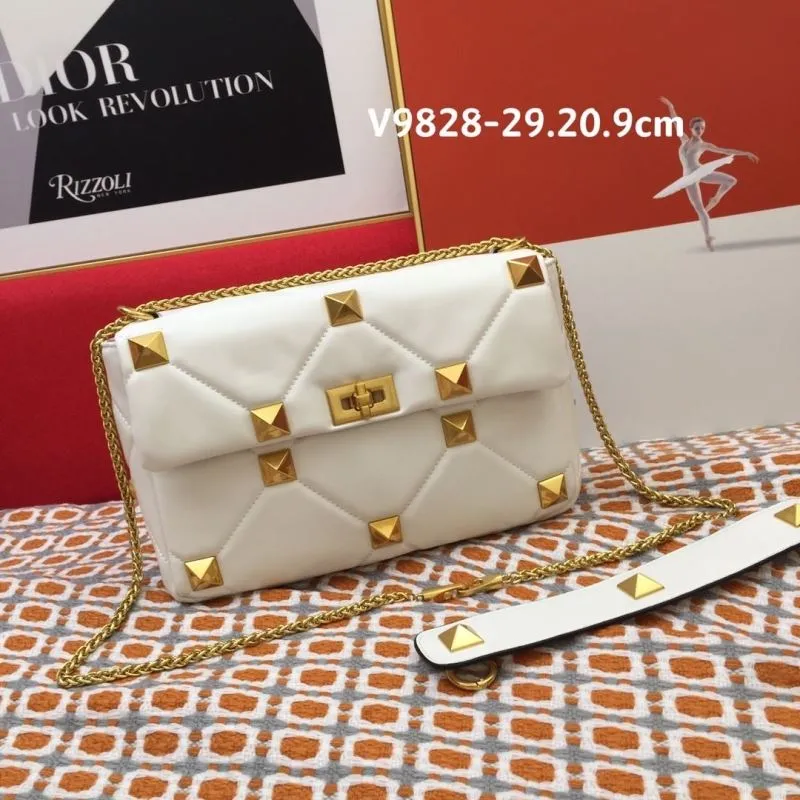 Valentino White Studded Satchel Bag V9828 - Image 3