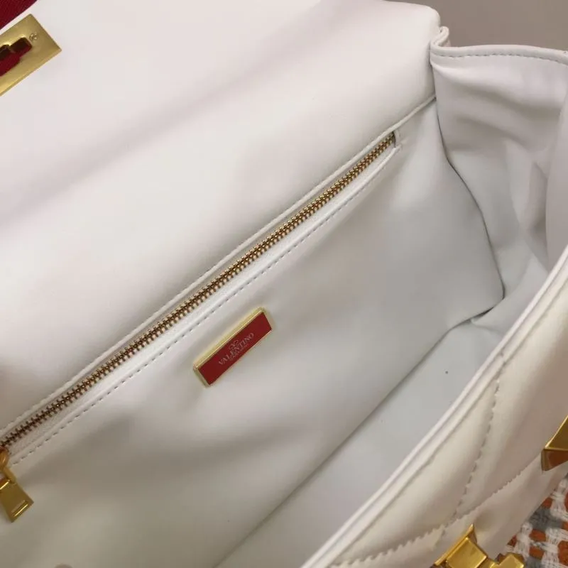 Valentino White Studded Satchel Bag V9828 - Image 9