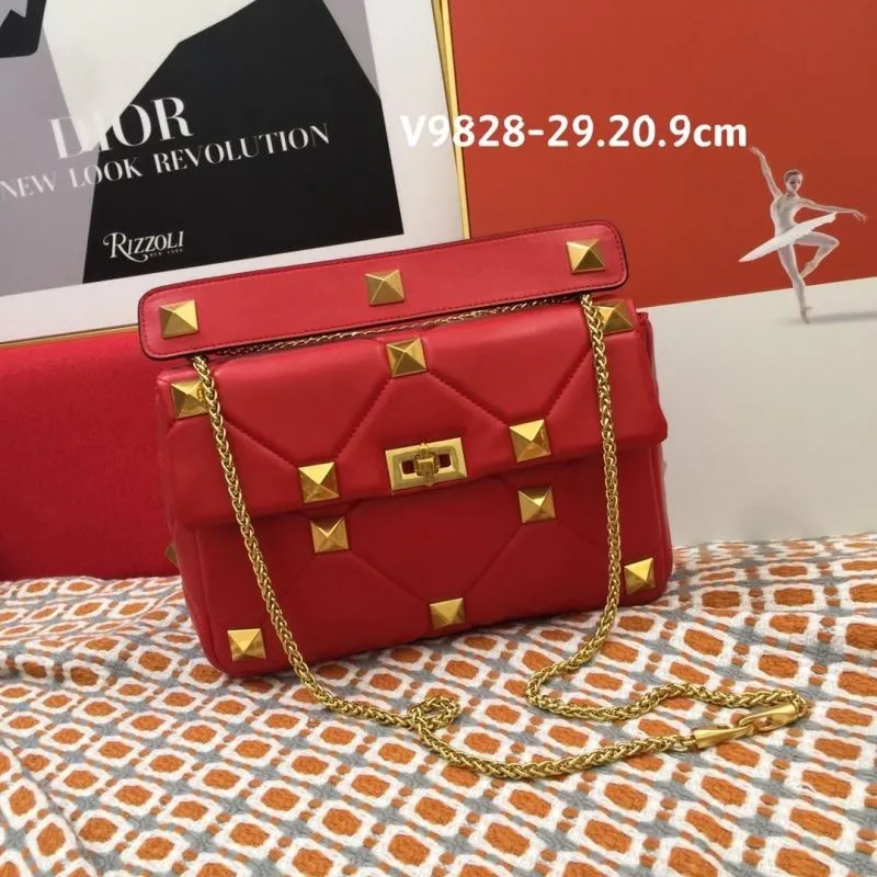 Valentino Red Studded Satchel Bag V9828