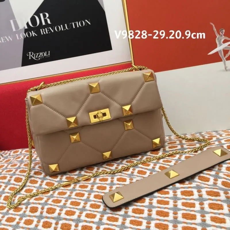 Valentino V9828 Beige Studded Satchel Bag - Image 3