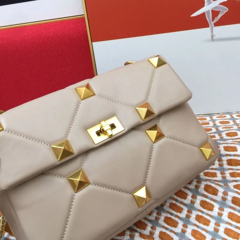 Valentino V9828 Beige Studded Satchel Bag - Image 4