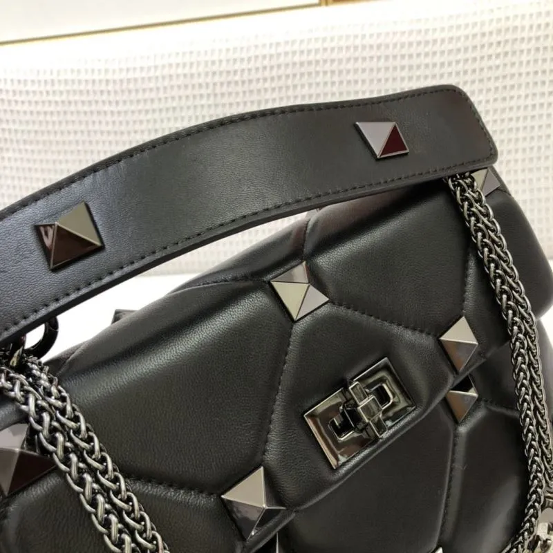 Valentino Black Studded Leather Satchel Bag in Small and Large Sizes - Image 5
