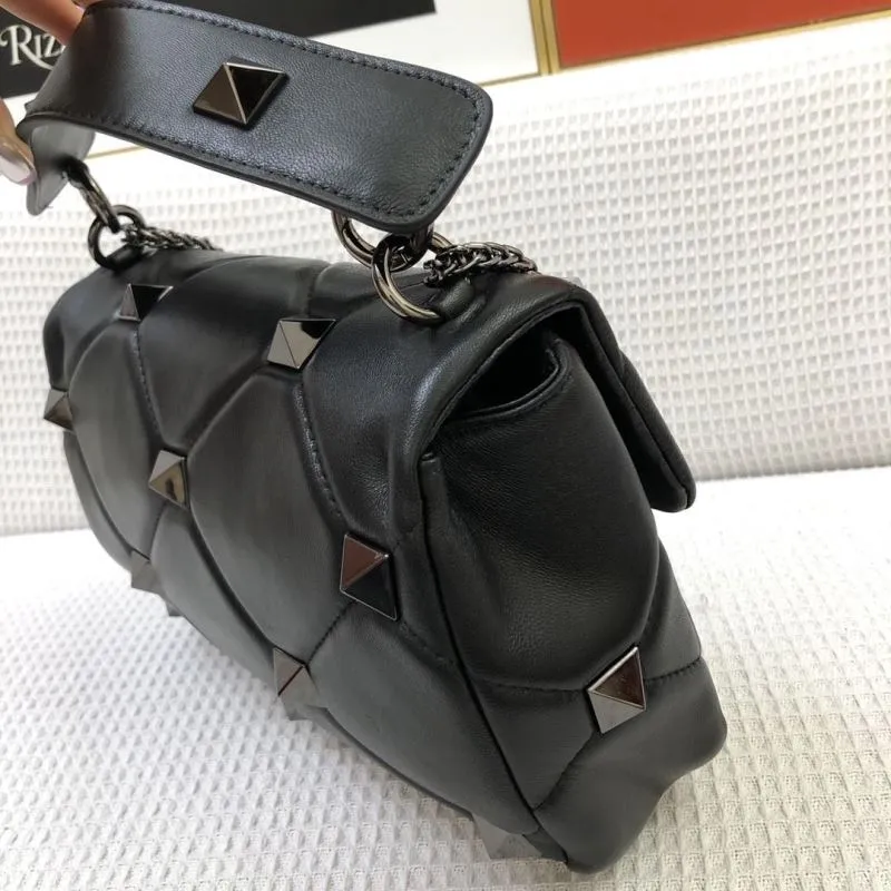 Valentino Black Studded Leather Satchel Bag in Small and Large Sizes - Image 6