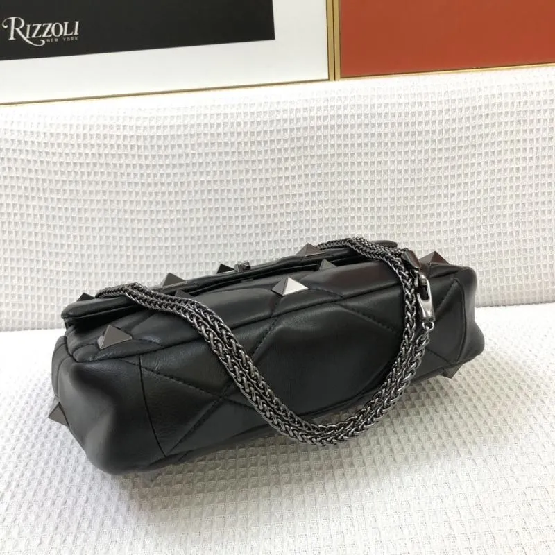 Valentino Black Studded Leather Satchel Bag in Small and Large Sizes - Image 7