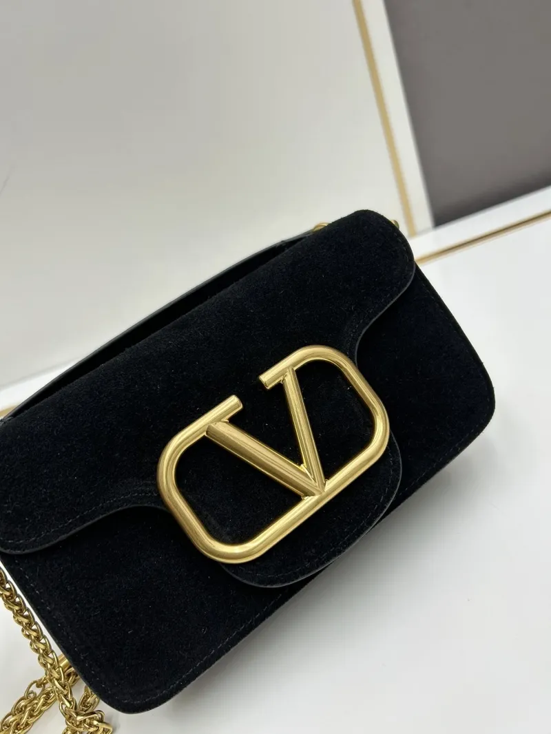 Valentino Black Suede Crossbody Satchel Bag 20257 - Image 4