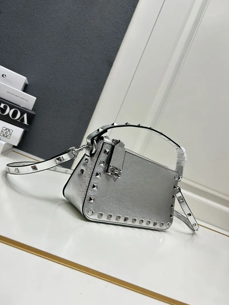 Valentino Silver Studded Satchel Bag 9881 - Image 3