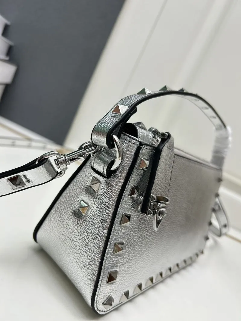 Valentino Silver Studded Satchel Bag 9881 - Image 6