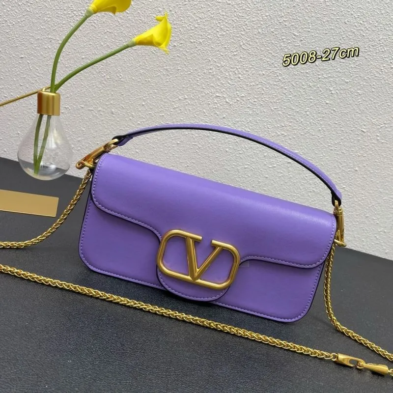 Valentino Purple Leather Satchel Bag 5008 27cm