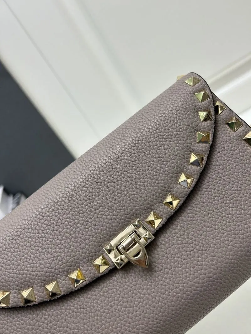 Valentino Taupe Rockstud Crossbody Satchel Bag 9895 - Image 5