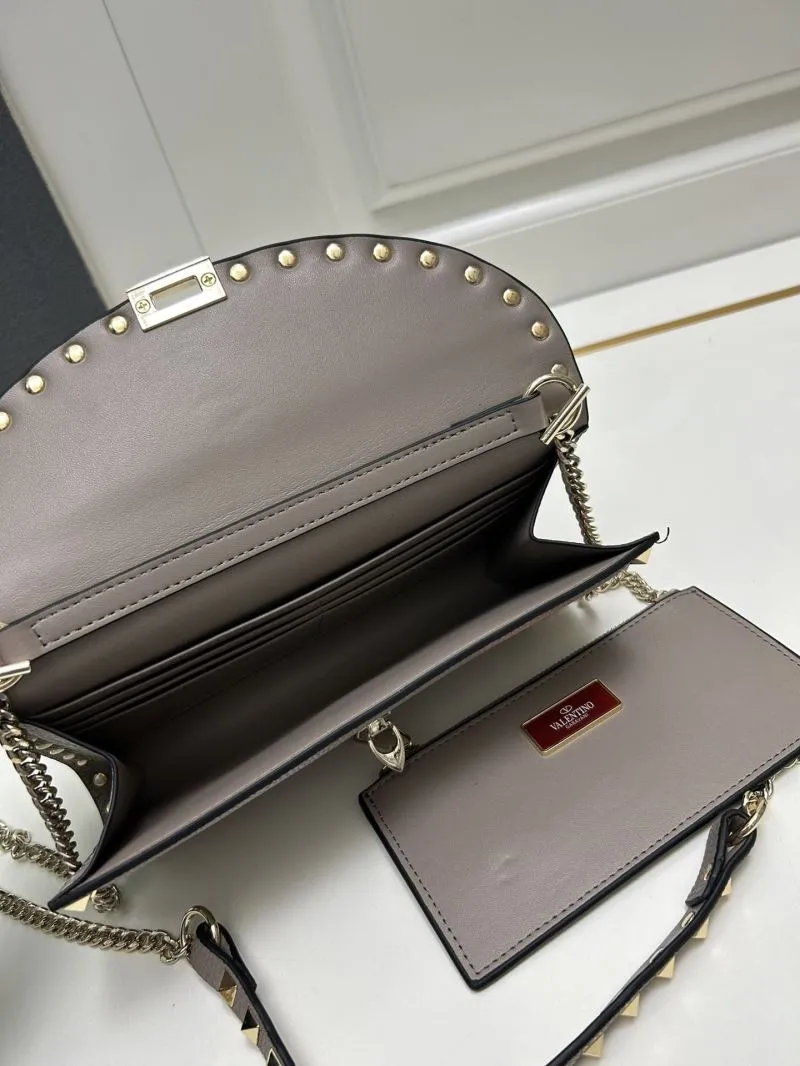 Valentino Taupe Rockstud Crossbody Satchel Bag 9895 - Image 8