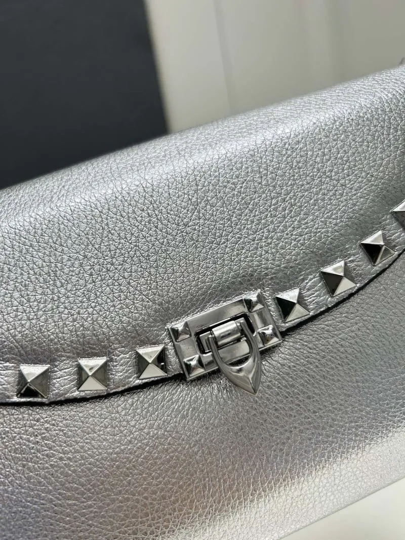 Valentino Silver Studded Crossbody Satchel Bag 652 21.5x12x2.5cm - Image 5