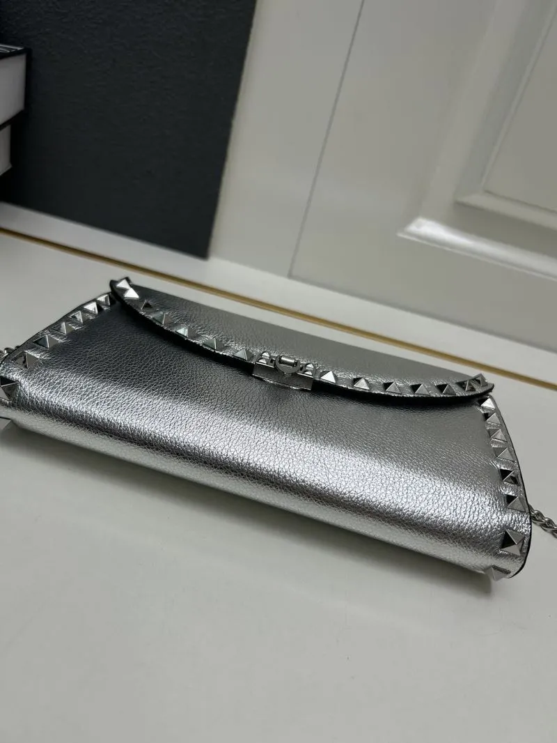 Valentino Silver Studded Crossbody Satchel Bag 652 21.5x12x2.5cm - Image 7