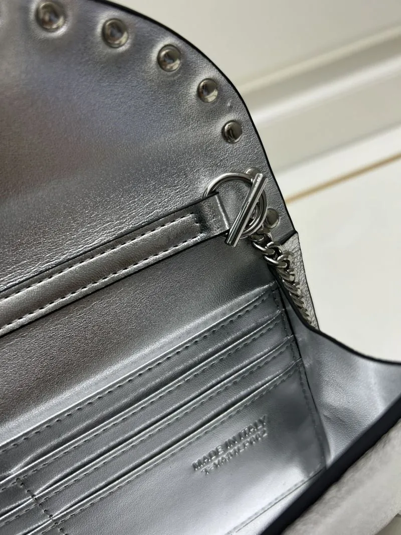 Valentino Silver Studded Crossbody Satchel Bag 652 21.5x12x2.5cm - Image 9