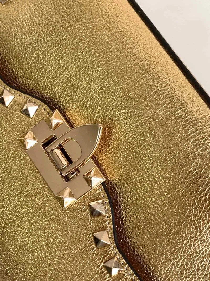 Valentino Gold Crossbody Satchel Bag 5027 - Image 4
