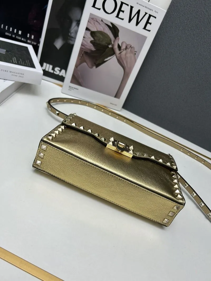 Valentino Gold Crossbody Satchel Bag 5027 - Image 6