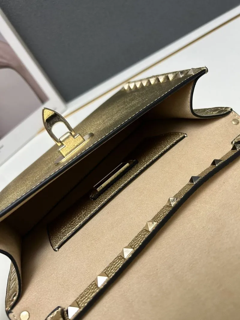 Valentino Gold Crossbody Satchel Bag 5027 - Image 7