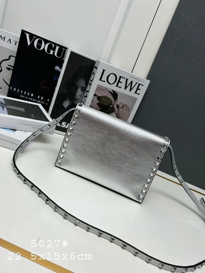 Alternative view of Valentino Silver Studded Satchel Crossbody Bag 5027