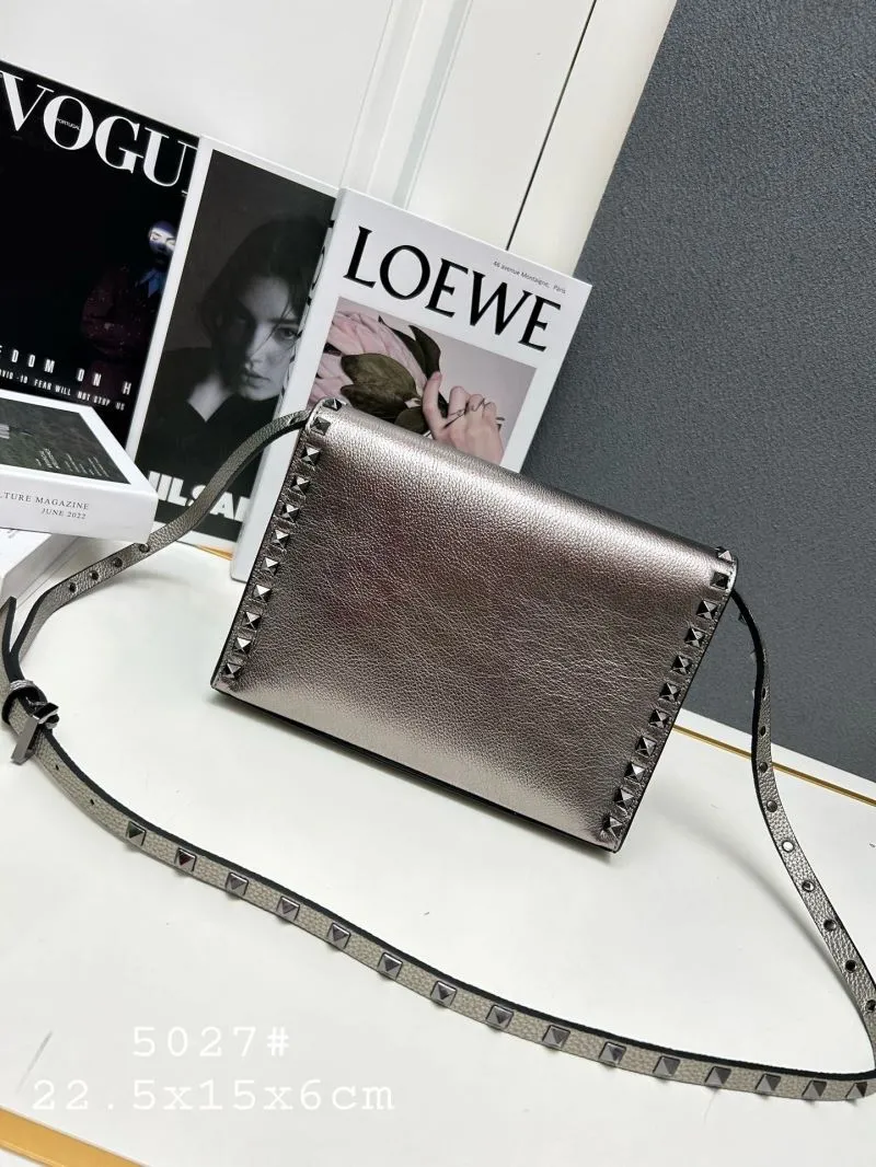 Alternative view of Valentino 5027 Metallic Silver Crossbody Satchel Bag
