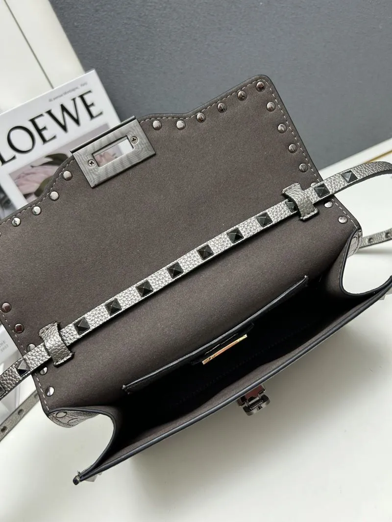 Valentino 5027 Metallic Silver Crossbody Satchel Bag - Image 7
